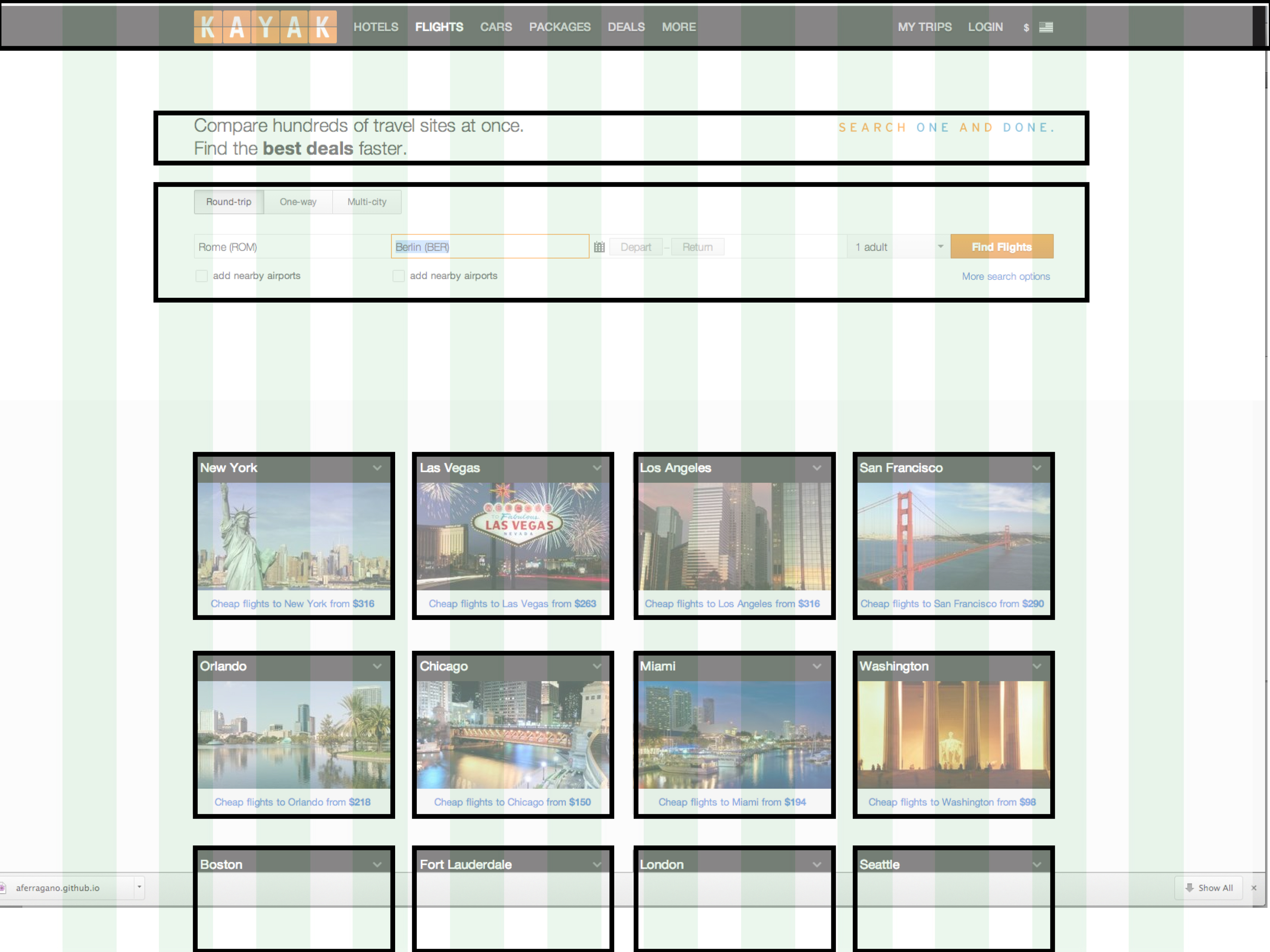 kayak webpages wiredframed