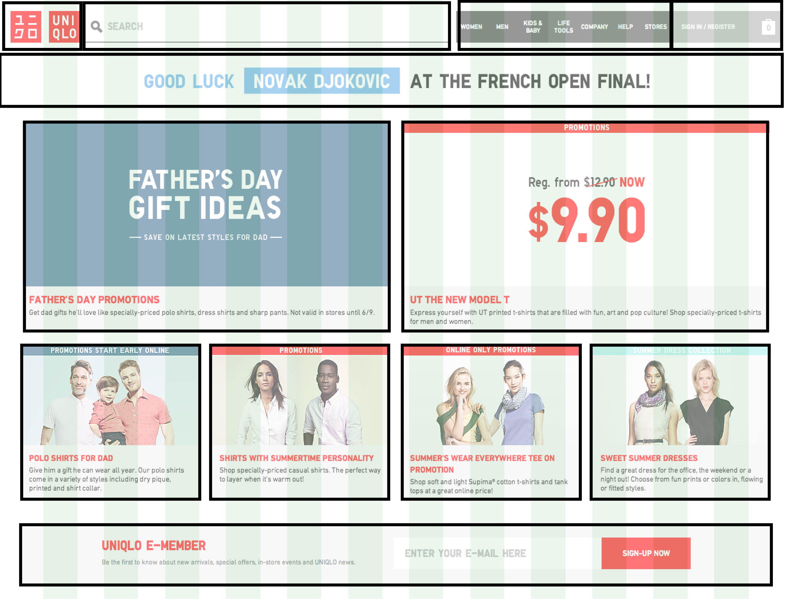 uniqlo webpages wiredframed